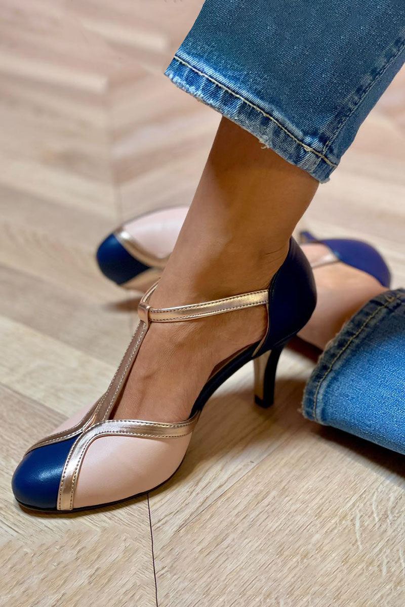 Alessia™ | Farverige og behagelige pumps med rund tå og T-rem