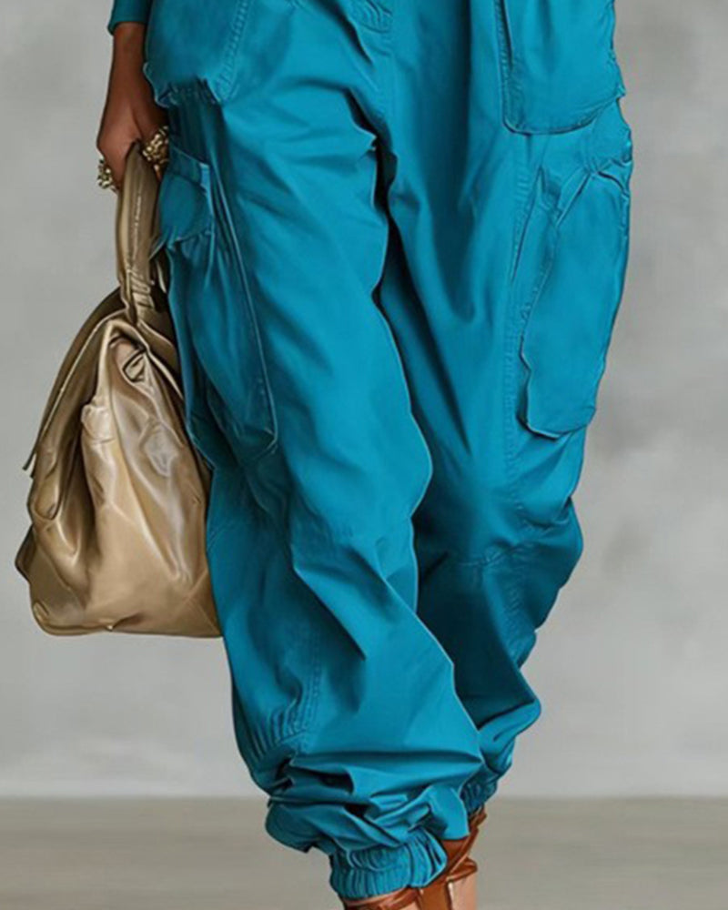 Casual cargojobroek met hoge taille