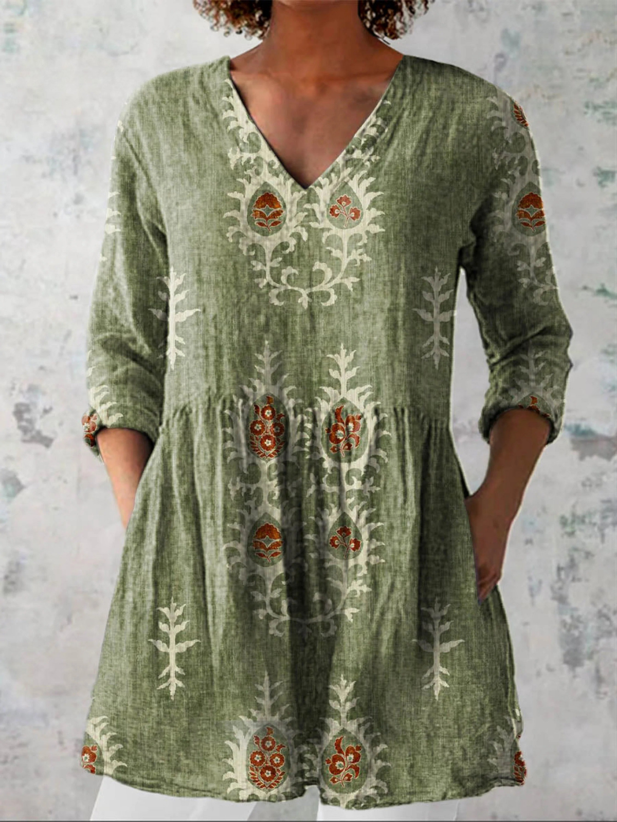 Mia | Lang V-hals bluse