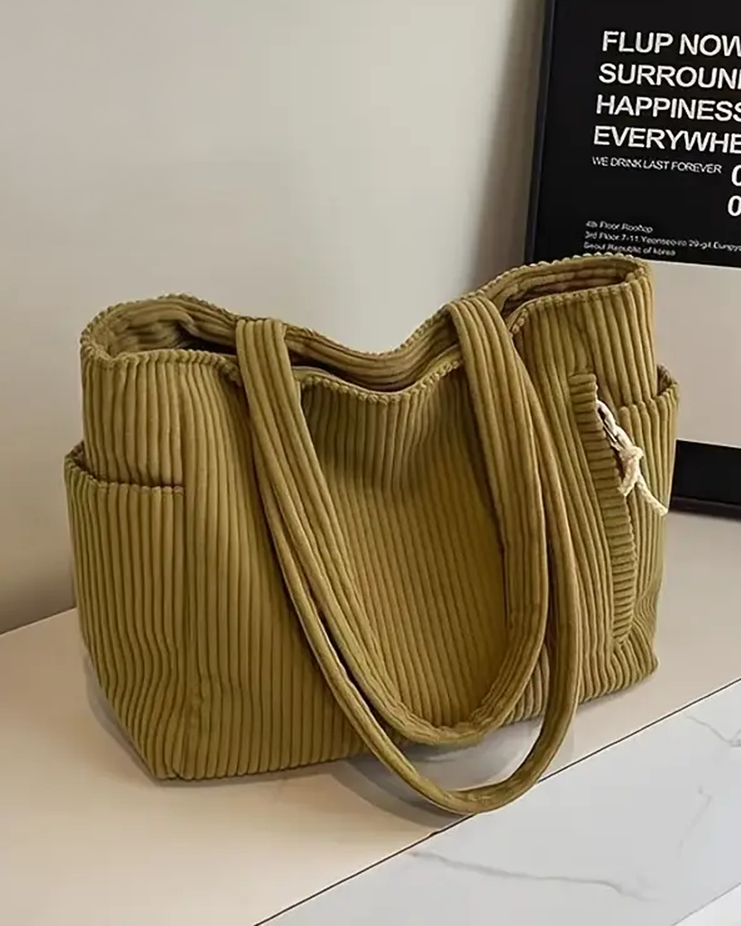 Tilda – Ribbet shopper med snordetaljer