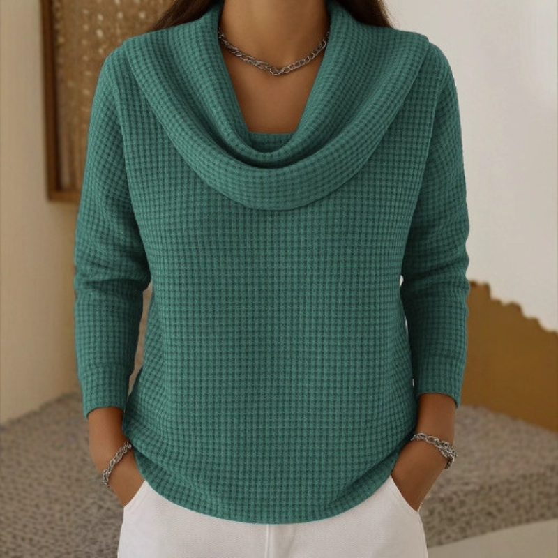 Amber™ Stilfuld Dame Strik med Vandfaldskrage