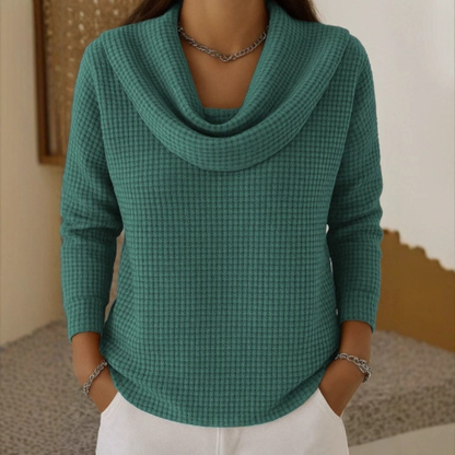 Amber™ Stilfuld Dame Strik med Vandfaldskrage