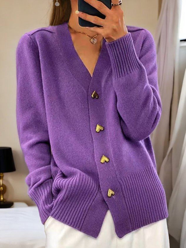 Dametøj uld cardigan med knapper