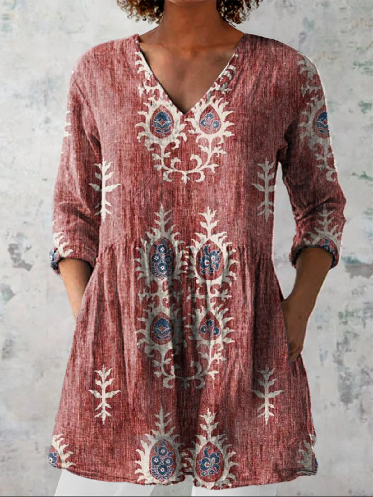 Mia | Lang V-hals bluse