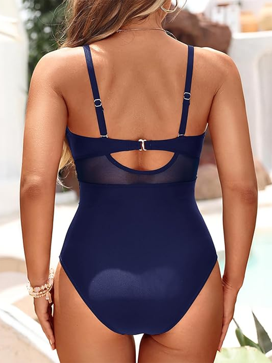 Dames Eendelig Badpak met Modellerende Transparanties - Amalfi