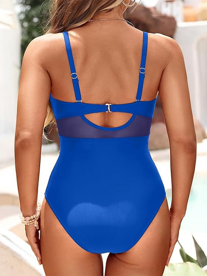 Dames Eendelig Badpak met Modellerende Transparanties - Amalfi