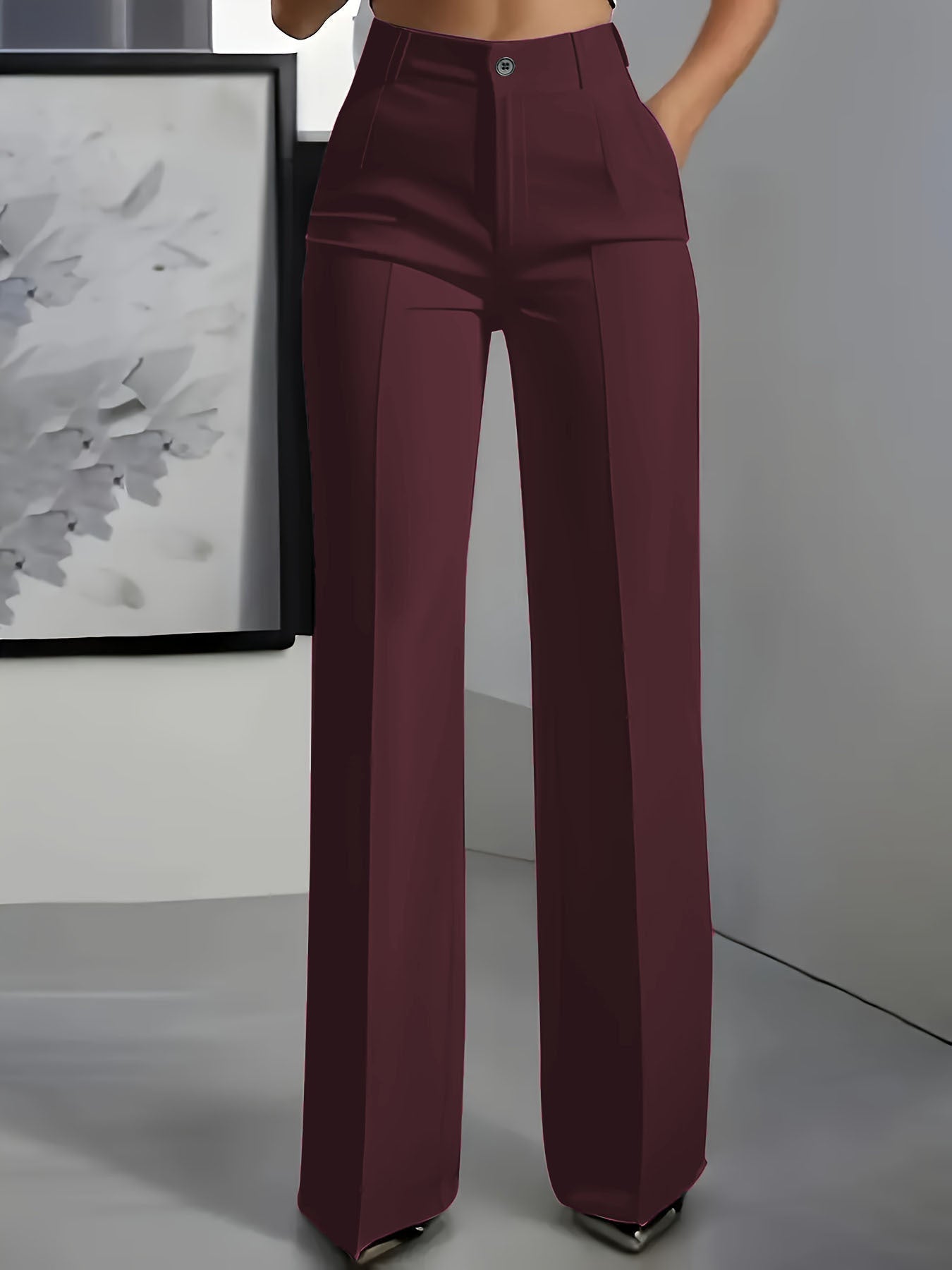 Minimalistische pantalon met hoge taille en rechte pijpen