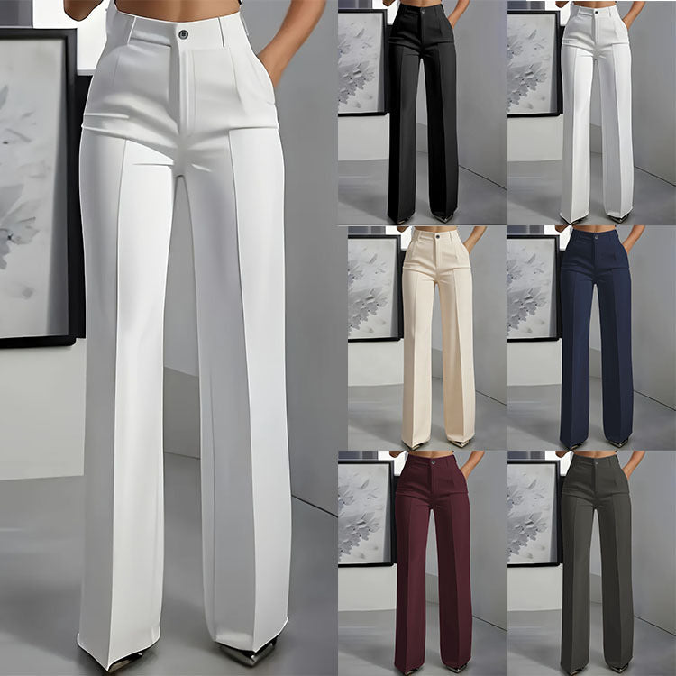 Minimalistische pantalon met hoge taille en rechte pijpen