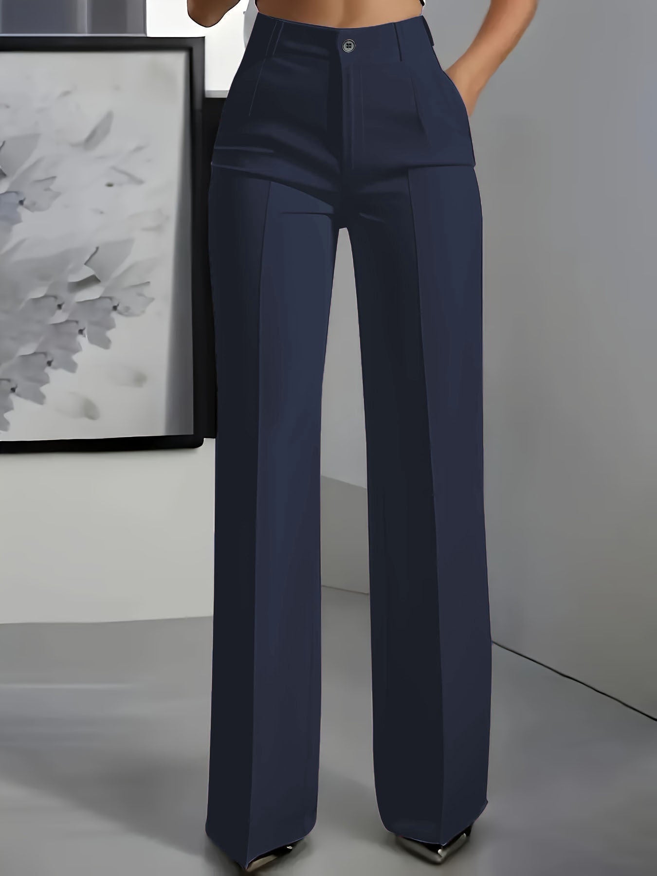 Minimalistische pantalon met hoge taille en rechte pijpen