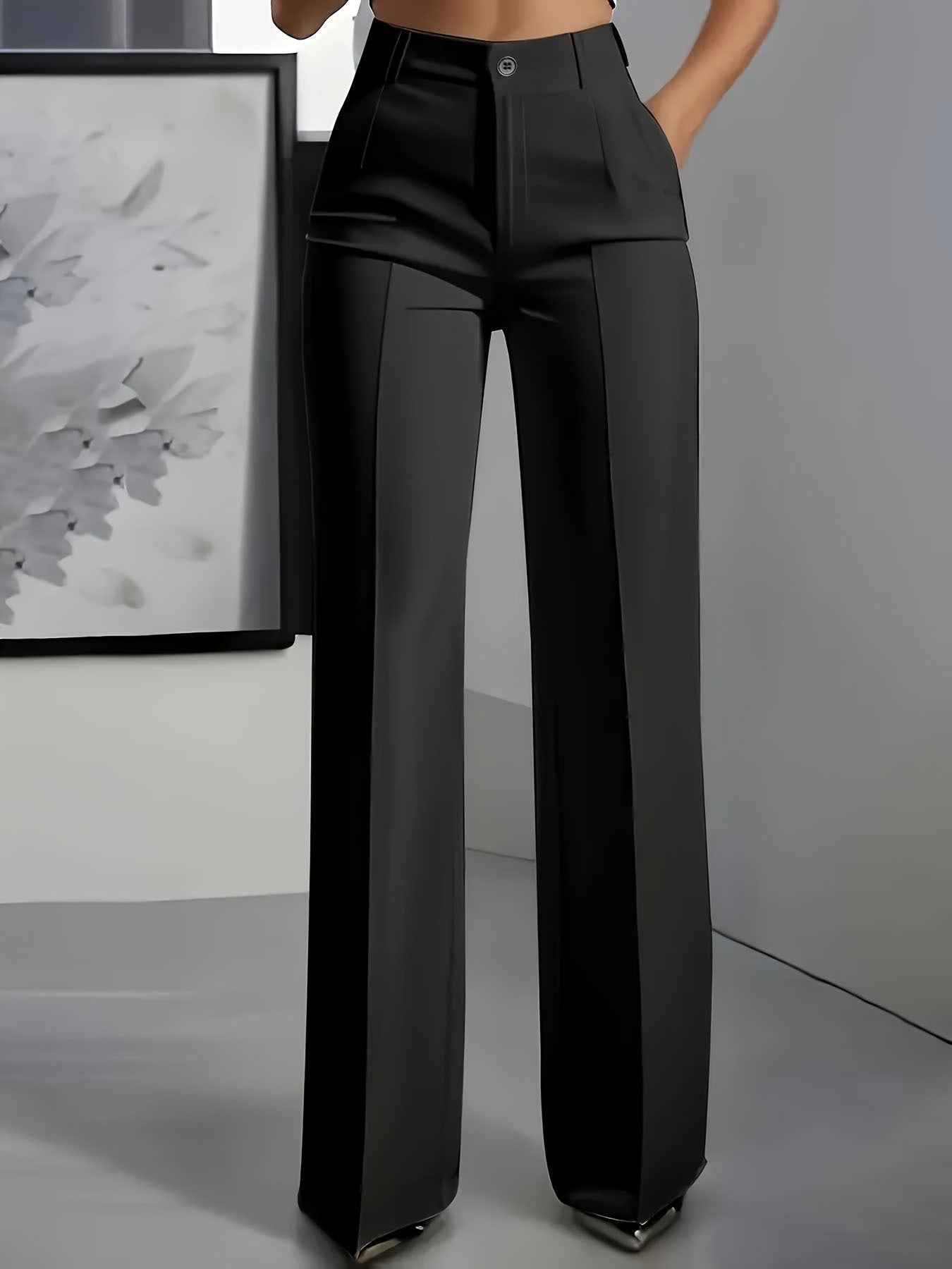Minimalistische pantalon met hoge taille en rechte pijpen
