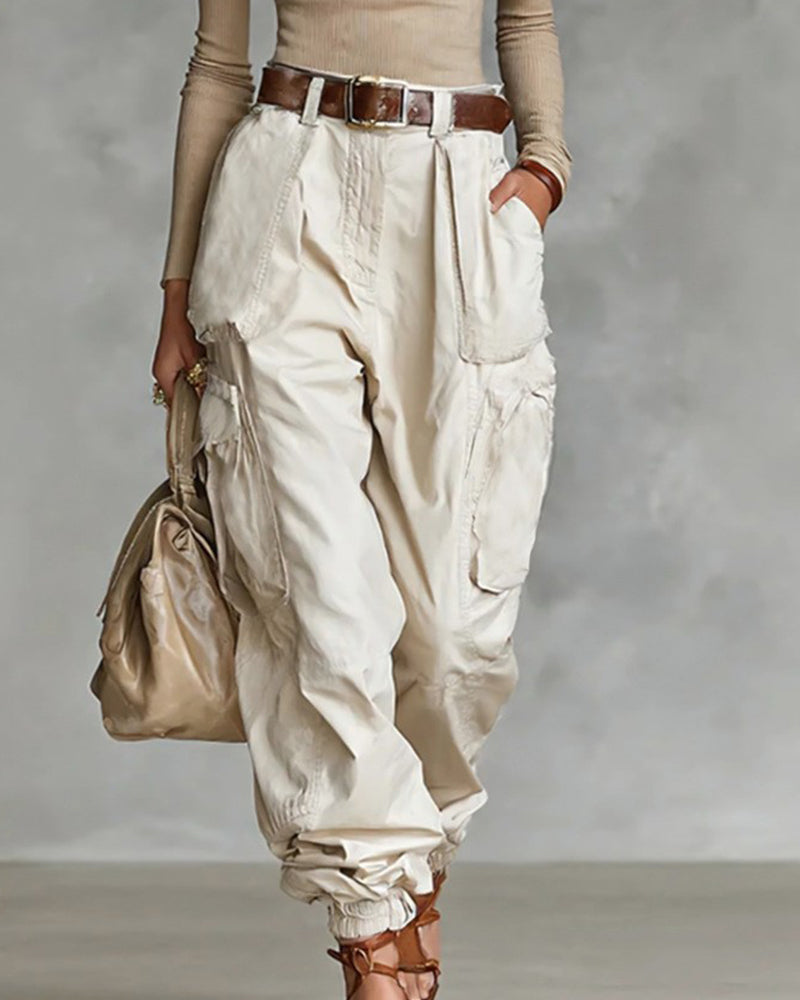 Casual cargojobroek met hoge taille
