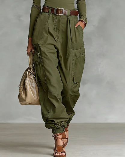 Casual cargojobroek met hoge taille