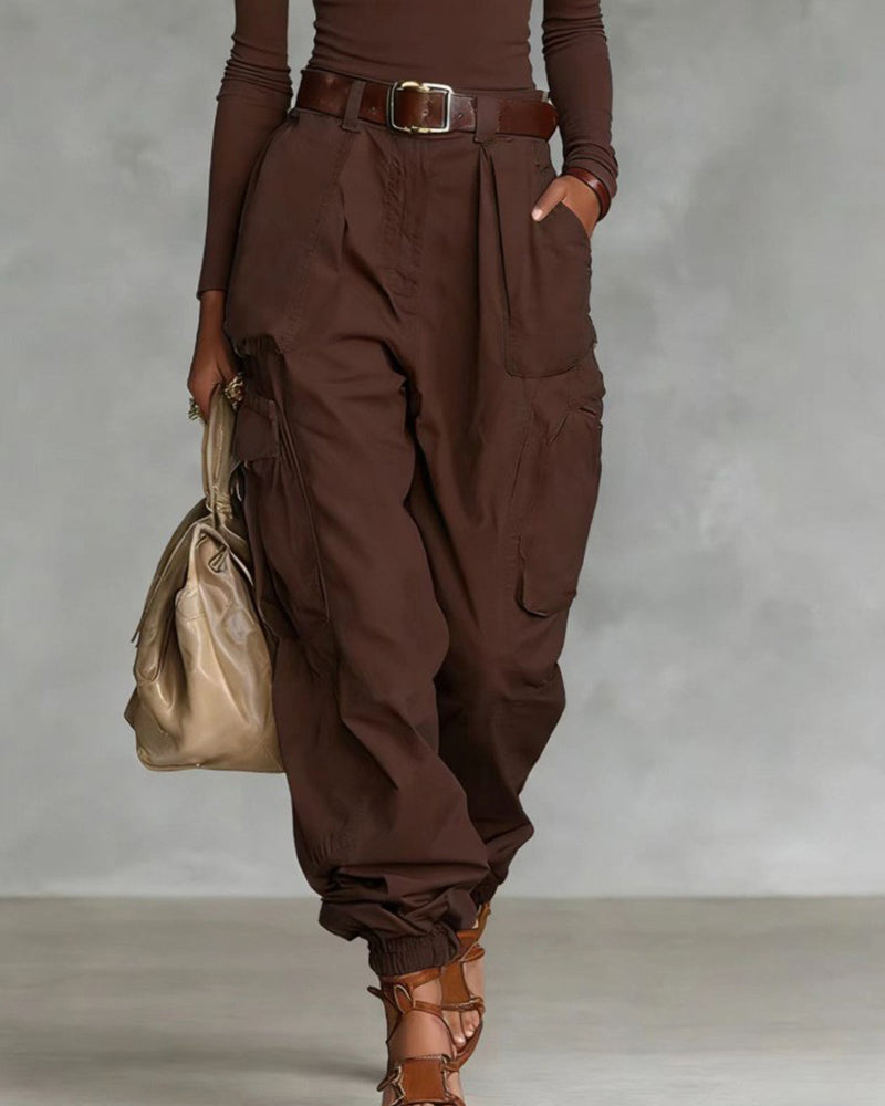 Casual cargojobroek met hoge taille