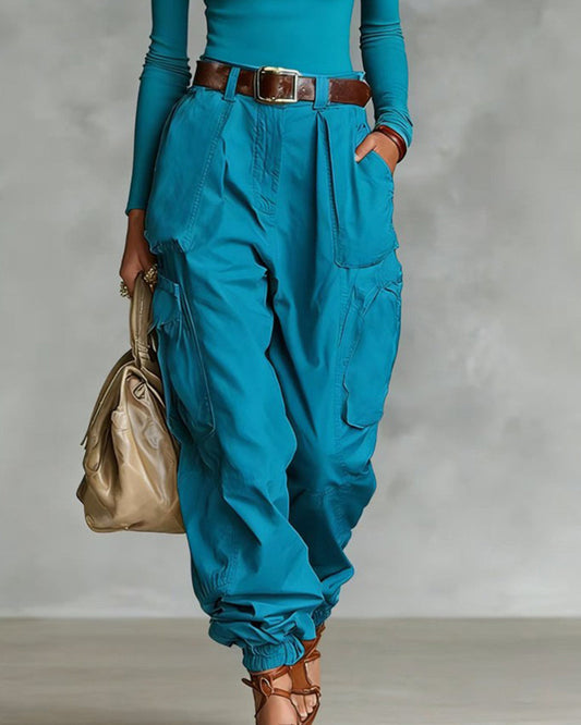 Casual cargojobroek met hoge taille