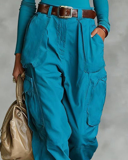 Casual cargojobroek met hoge taille