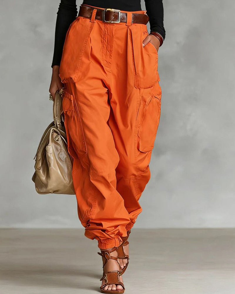 Casual cargojobroek met hoge taille